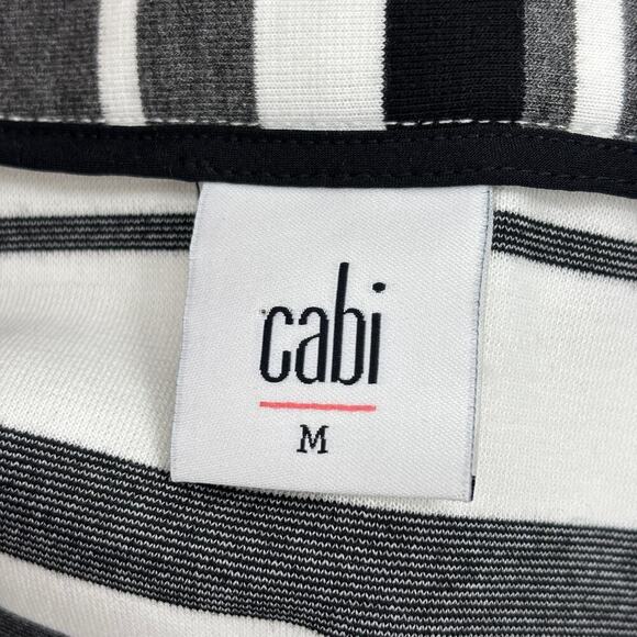 Cabi Grandstand Skirt Size M White Black Gray Stripe Faux Wrap Tie Stretch Knit - Picture 3 of 10
